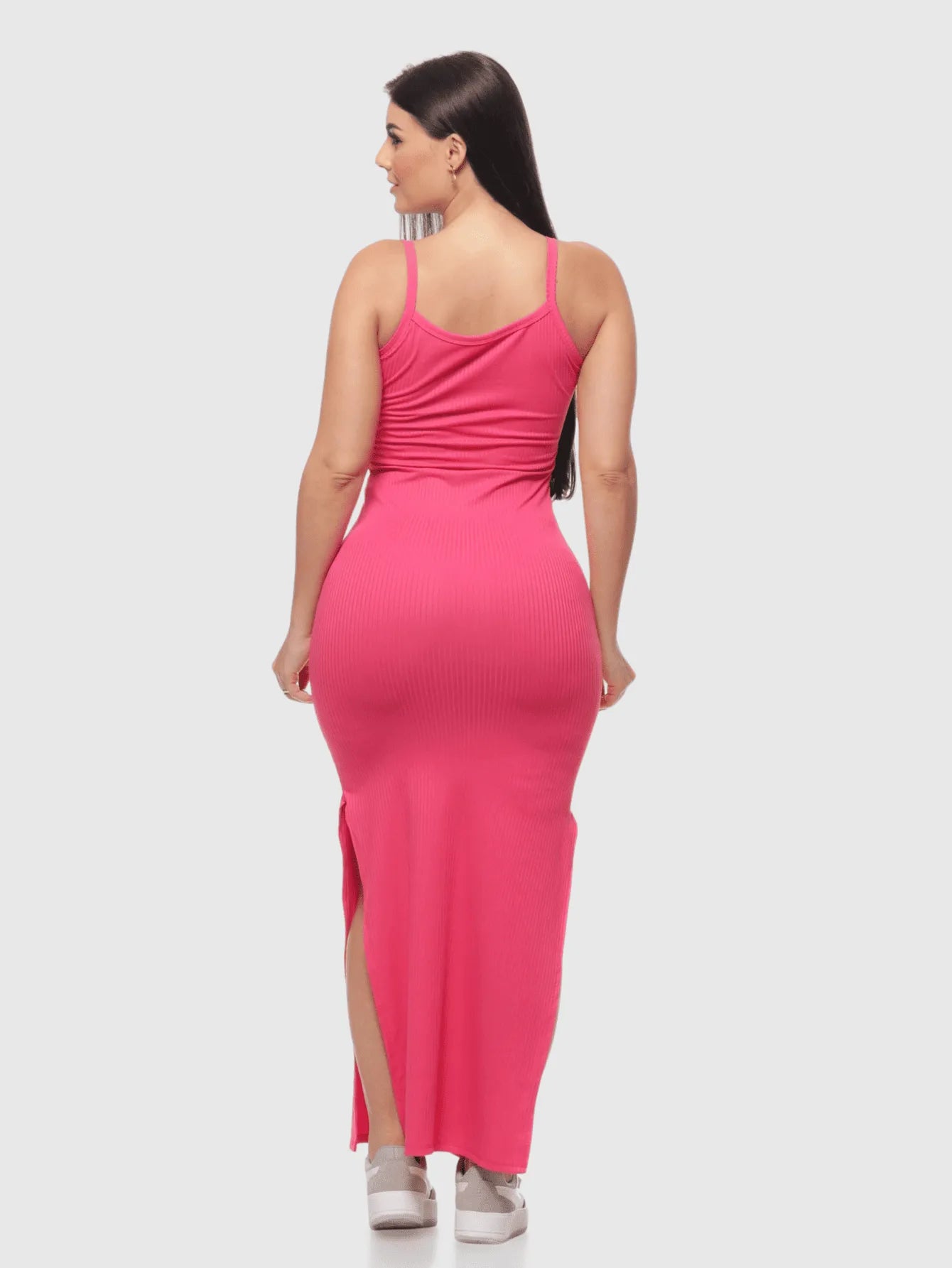 Vestido Midi Longo Alcinha Canelado