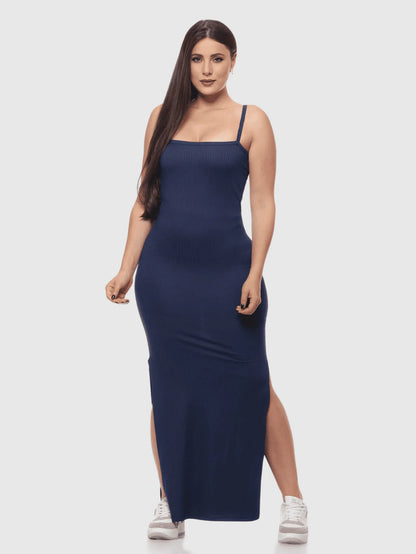 Vestido Midi Longo Alcinha Canelado