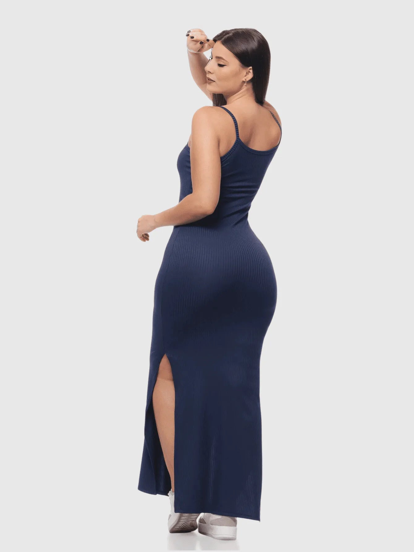 Vestido Midi Longo Alcinha Canelado