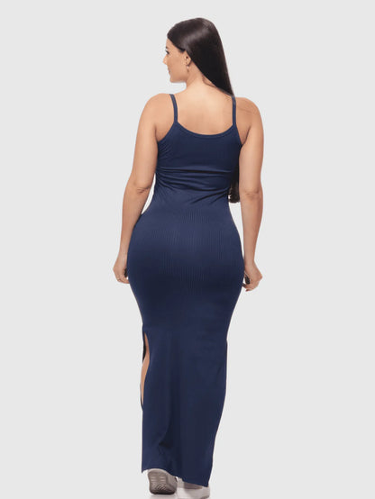 Vestido Midi Longo Alcinha Canelado